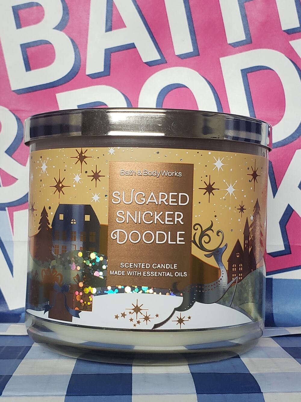 BBW Sugared Snickerdoodle Large 3 Wick Candle Holiday Home Fragrance Decor